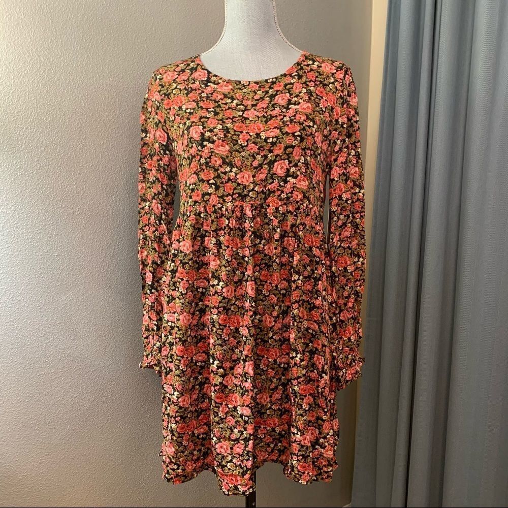 NORDSTROM BP feminine black rose floral loose fit dress NWOT women’s size small - Picture 2 of 9